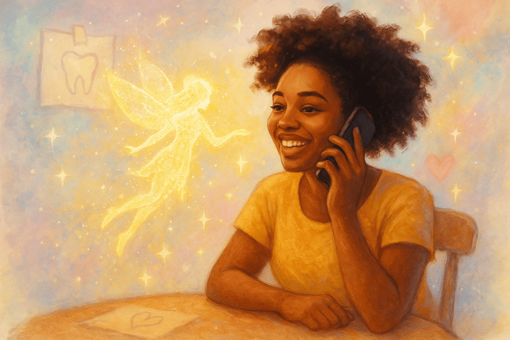 Joyful magical moment with a floating fairy